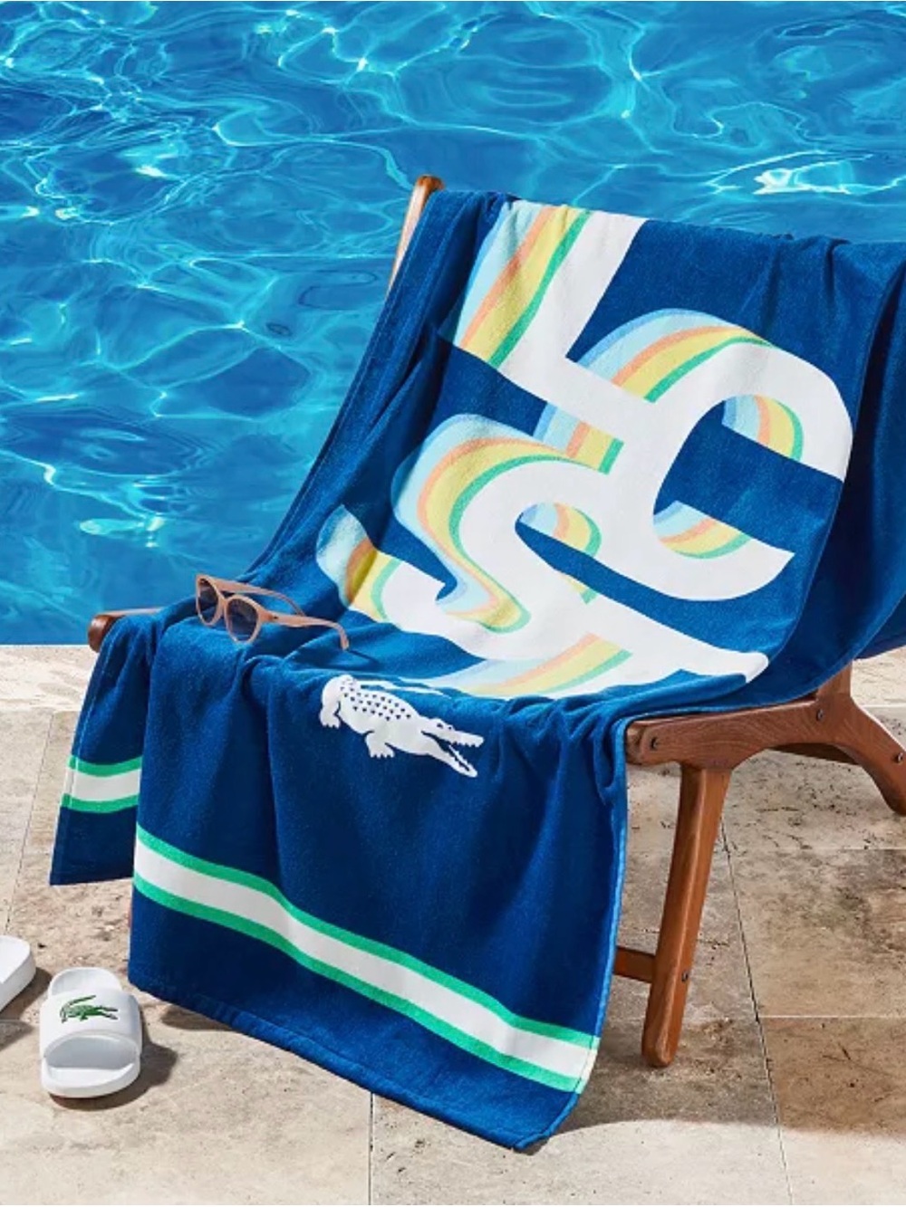 Lacoste Navy Blue Beach TOWEL COTTON ORIGINAL 32”in x 72”in